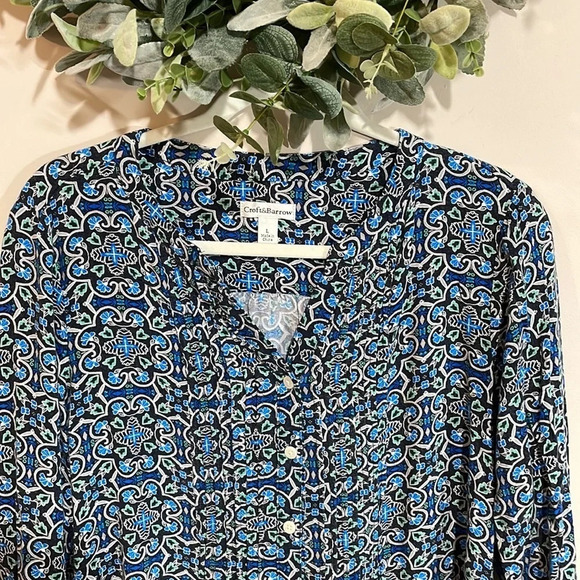 Croft & Barrow Button Down 3/4 Sleeve Top L - Picture 2 of 16